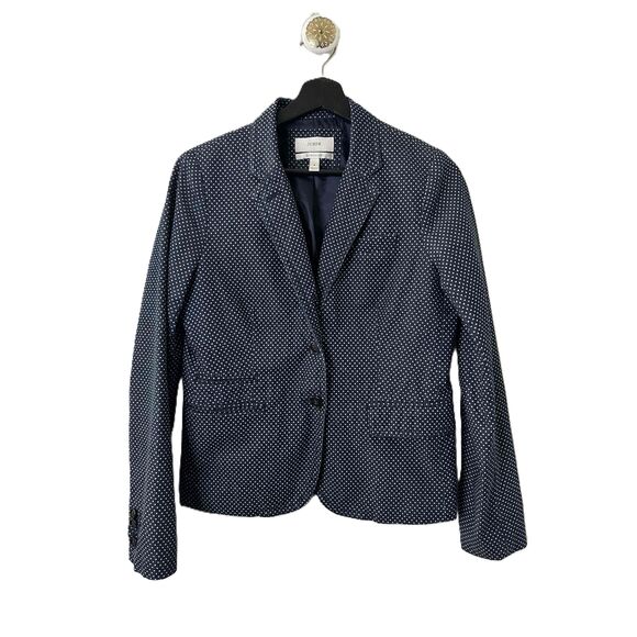J. Crew Jackets & Blazers - J.Crew Jacket Womens Size 6 Blue White Blazer Polka Dot Two Button Schoolboy